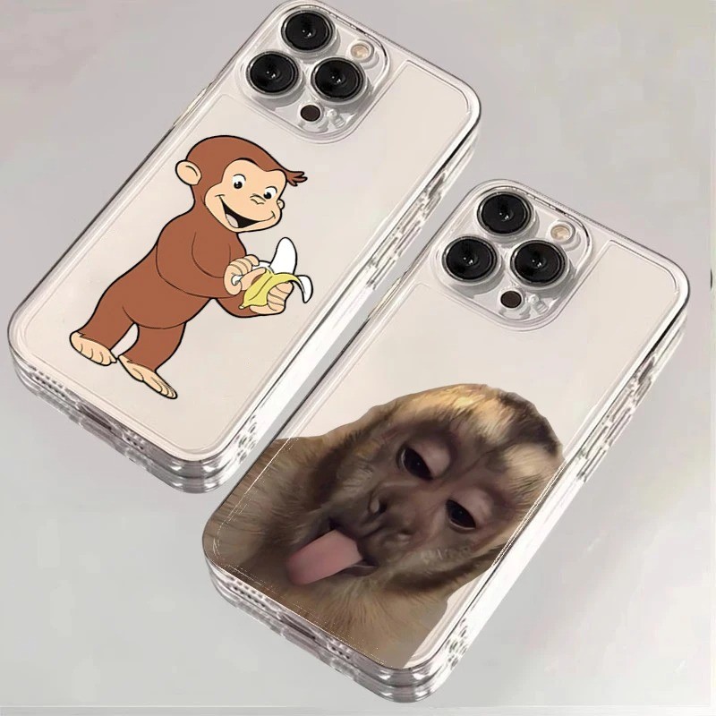 Capa De Telefone Transparente Para iPhone 16 17 15 14 13 11 12 Pro Max 16E X XS XR 7 8 Plus SE 2020 Macaco Engraçado Imp em Oferta na Shopee