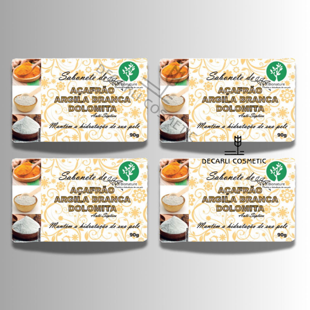 4 UN Sabonete Barra de Açafrão e Dolomita 90g - Bionature em Oferta na Shopee