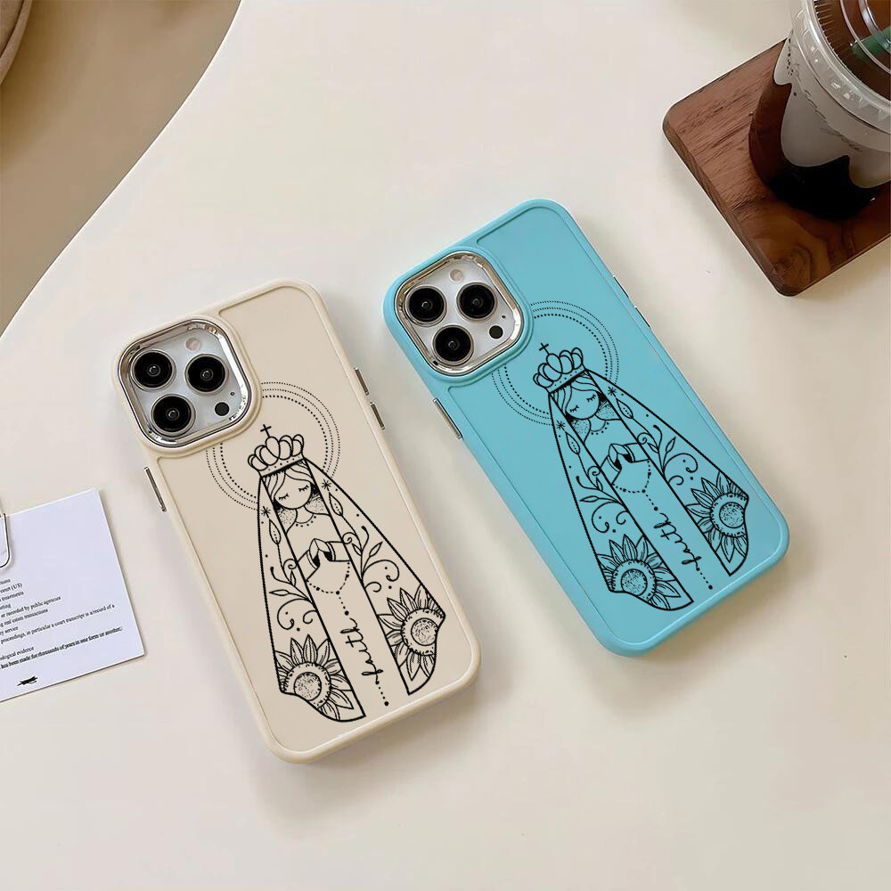 Capa Para celular Silicone macio Capinha Nossa Senhora Aparecida Para iPhone 16 15 14 13 12 11 Promax XS MAX XR X case
