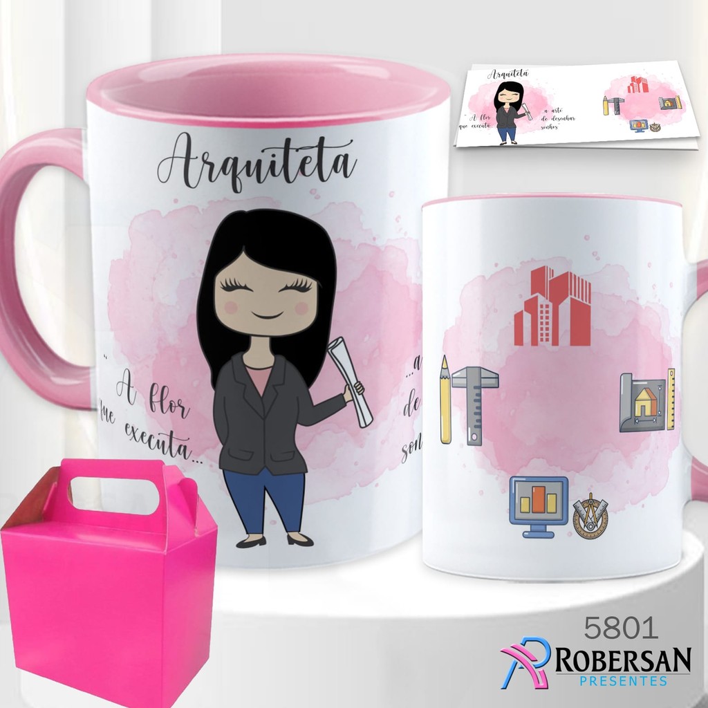 Caneca Arquitetura E Urbanismo Arquiteta de Porcelana Personalizada 6.0