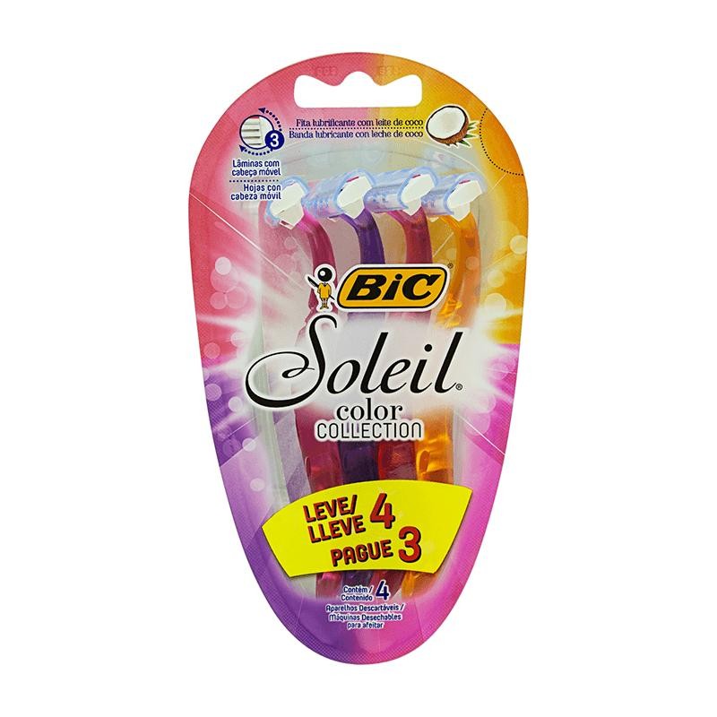 Aparelho de Depilar Descartável Bic Soleil Color Collection Leve 4 Pague 3 Unidades em Oferta na Shopee