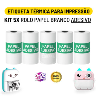 Kit 5 Bobina Etiqueta Térmica Adesiva 57x30mm Branco Rolo Para Mini Impressora Portátil em Oferta na Shopee