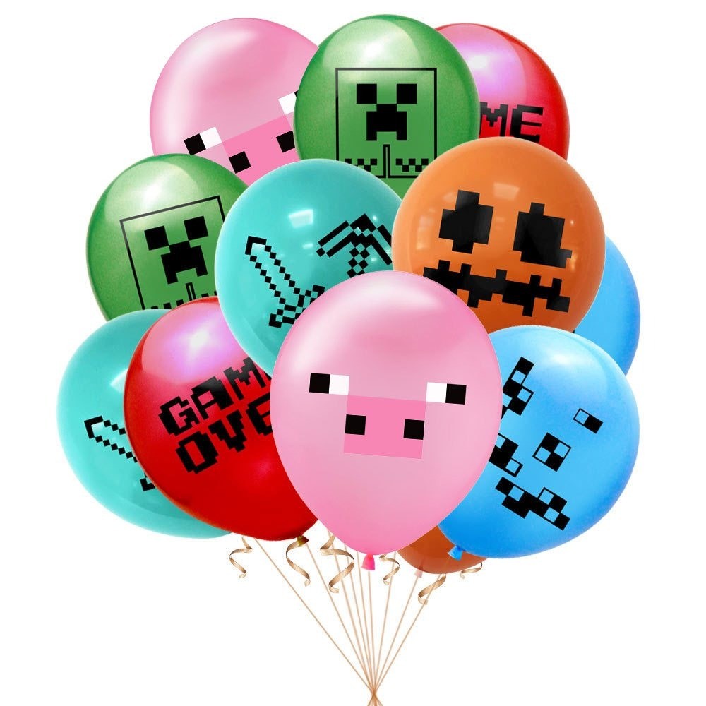 12pcs Minecraft Balão De Látex De 12 Polegadas Para Decoração De Eventos Festivos De Aniversário De Crianças em Oferta na Shopee