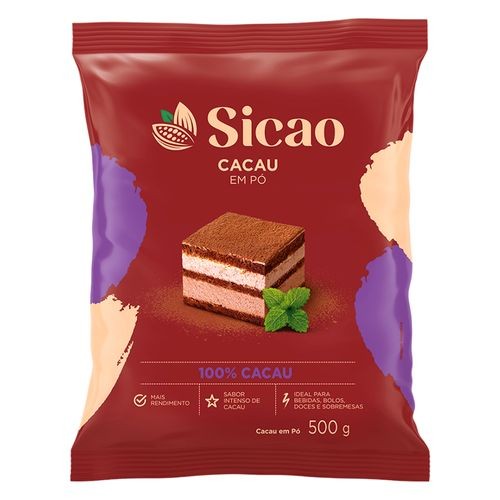 Cacau Em Pó 100% 500g SICAO em Oferta na Shopee