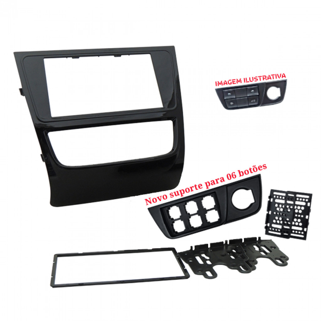 Moldura 6.8" e 7" VW Gol, Saveiro e Voyage G6 (Com suporte para 6 botões) - Preto - 6202 em Oferta na Shopee