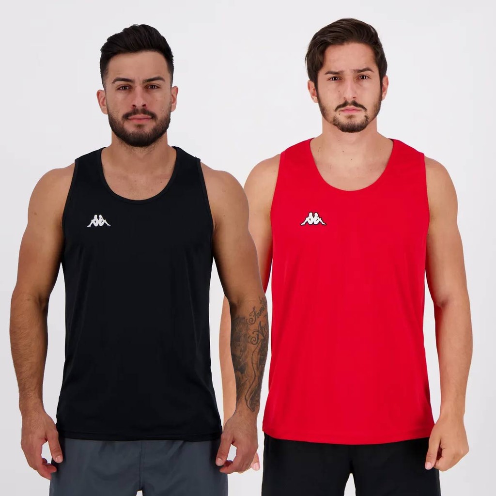 Kit 2 Regatas Kappa Basic Preta e Vermelha