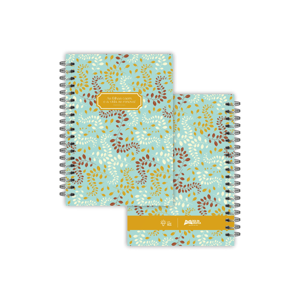 Agenda ESTAÇÕES 2026 Datada 2 dias por página A5 Capa Dura Wire-O com Calendário e Dados Pessoais