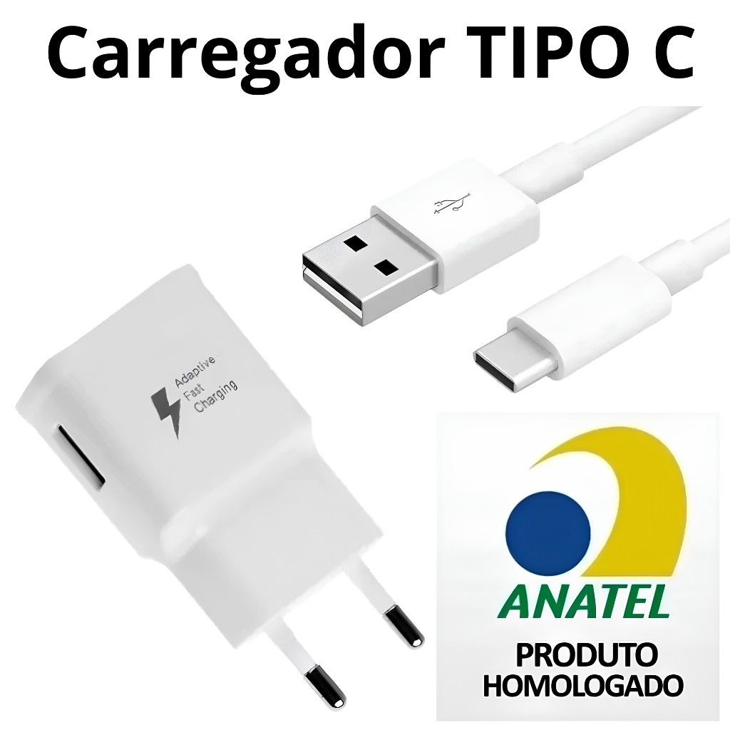 Carregador Turbo Tipo C 15W Para Samsung A02s A03s A04s A11 A12 A13 4G A14 A15