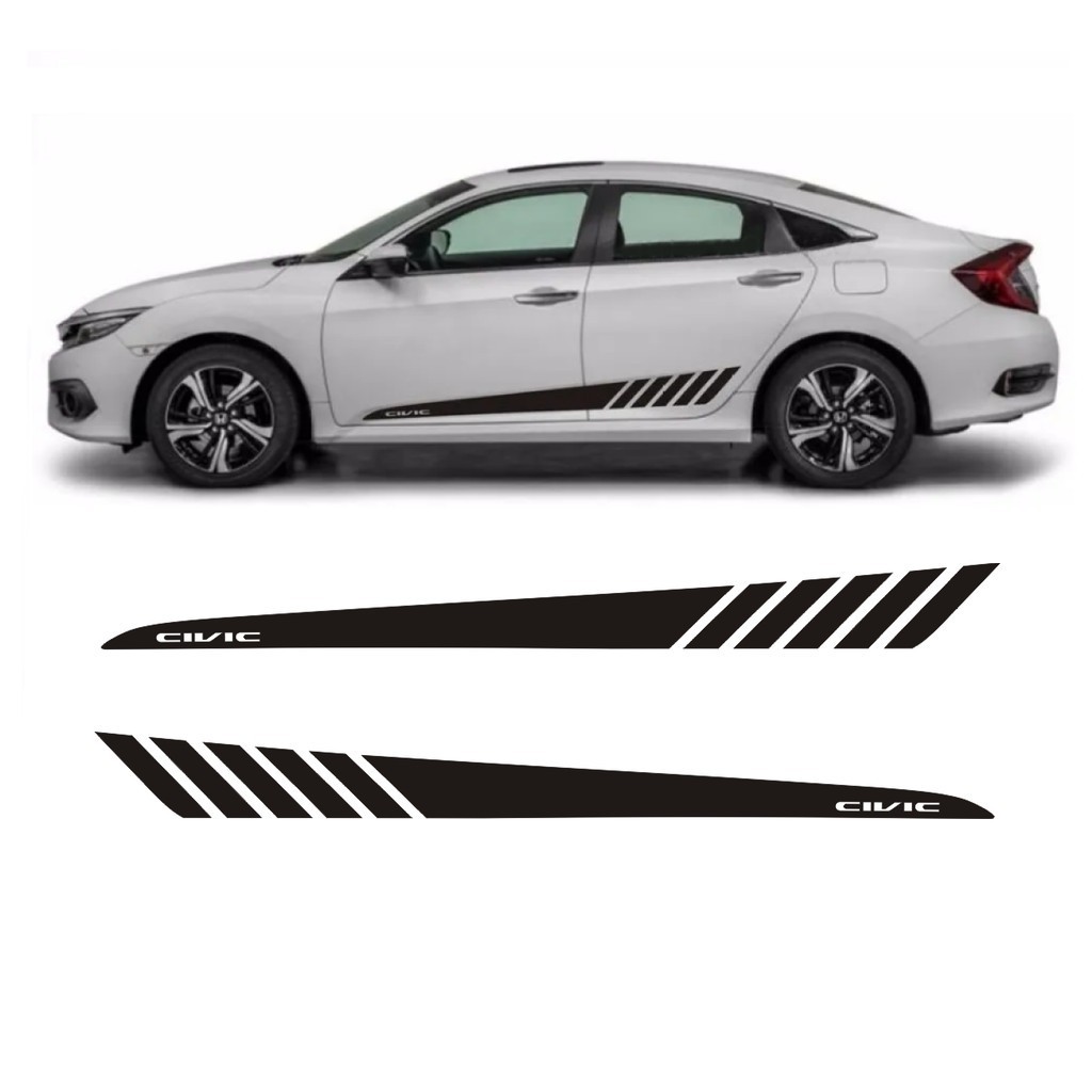 Adesivo Lateral Para Honda New Civic Faixa CV7 Geração G10 Colante Fita Adesiva Tuning Acessórios Automotivo