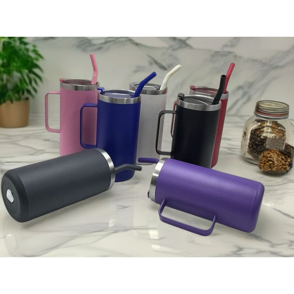 Térmico Copo Isolamento 700 ml Com Alça e canudo , De Água Quente E Fria Copos Aço Inoxidável