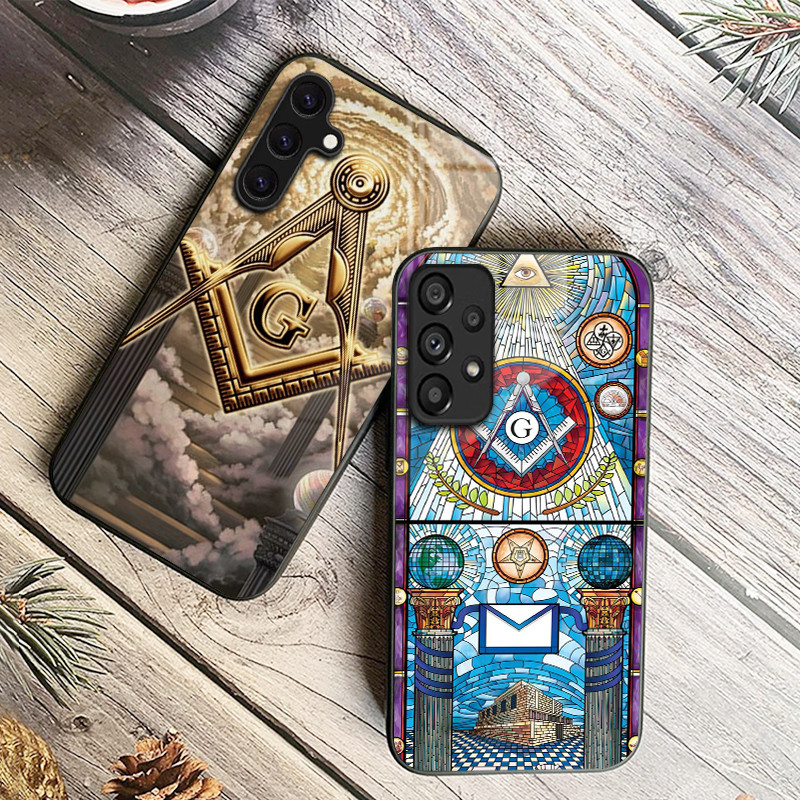 FREEMASON masonic 05 Capa De Telefone De Vidro Para Samsung Galaxy A14 A16 A30 A22 A32 A33 A15 A35 A42 A55 A56 4G A52 A5