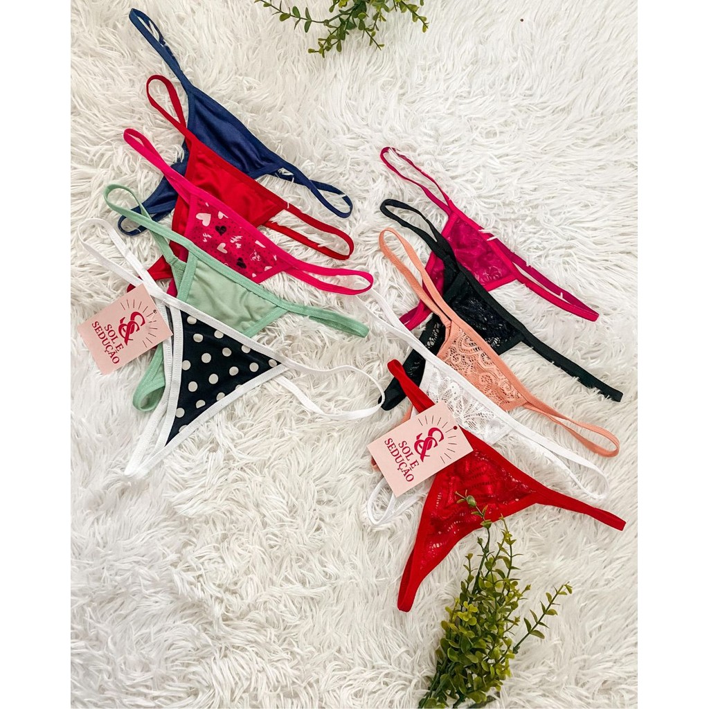 Kit com 10 Micro Calcinhas Sortidas em Renda e Lycra- Gracyanne e Valentina