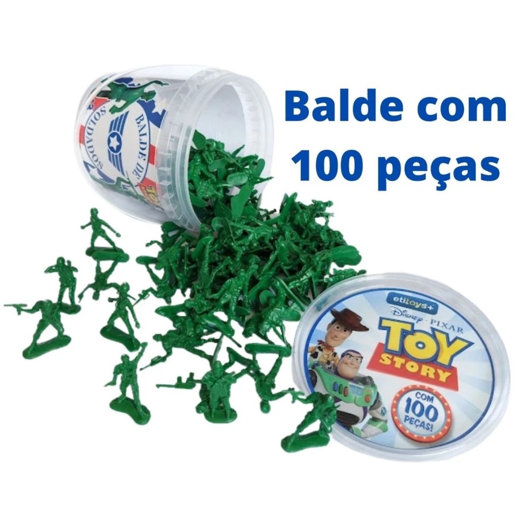 Balde de Soldados Toy Story Com 100 Soldados Disney - Toyng