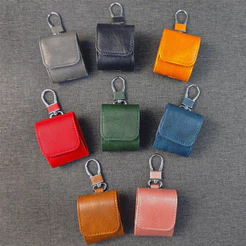 Bolsa De Fone De Ouvido De Couro De Vaca De Luxo Universal Para Airpods Pro 3 (2025) 5/4/3/2/1 Capa Carteira Com Gancho