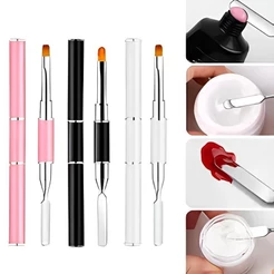 Pincel Duplo com Espátula para Polygel e Acrigel Aplicação e Modelagem Unhas