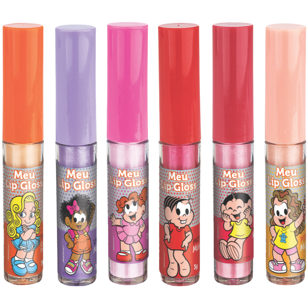 Kit 6 Lip Gloss Infantil Turma da Mônica com Cheirinho de Frutas