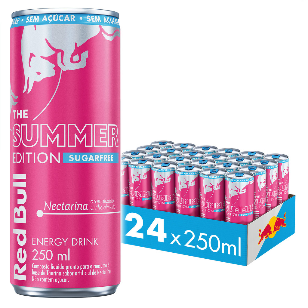 Pack de 24 latas Red Bull Energético, Summer Edition, Nectarina, Sem Açúcar, 250ml em Oferta na Shopee