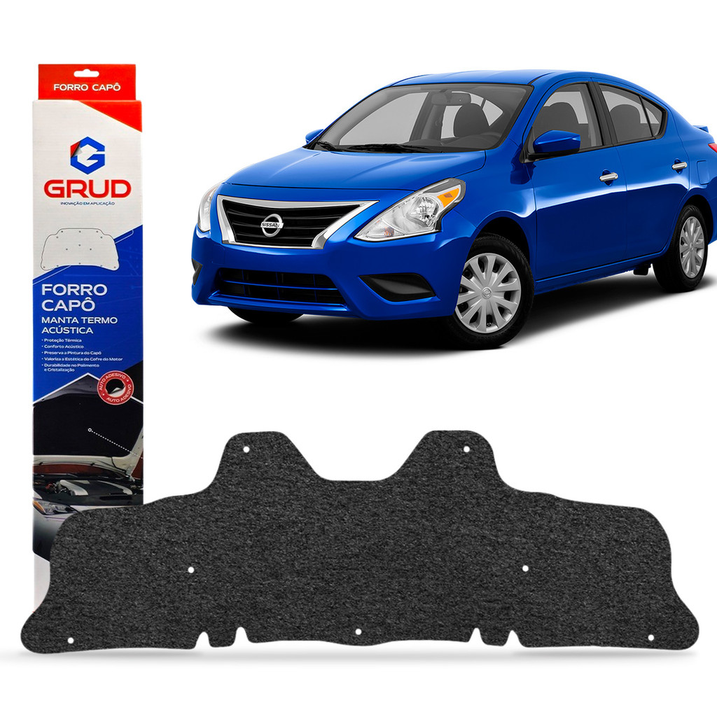 Forro de Capô Protege Pintura Carro Nissan Versa 2011 a 2020 Reduz Barulho do Motor