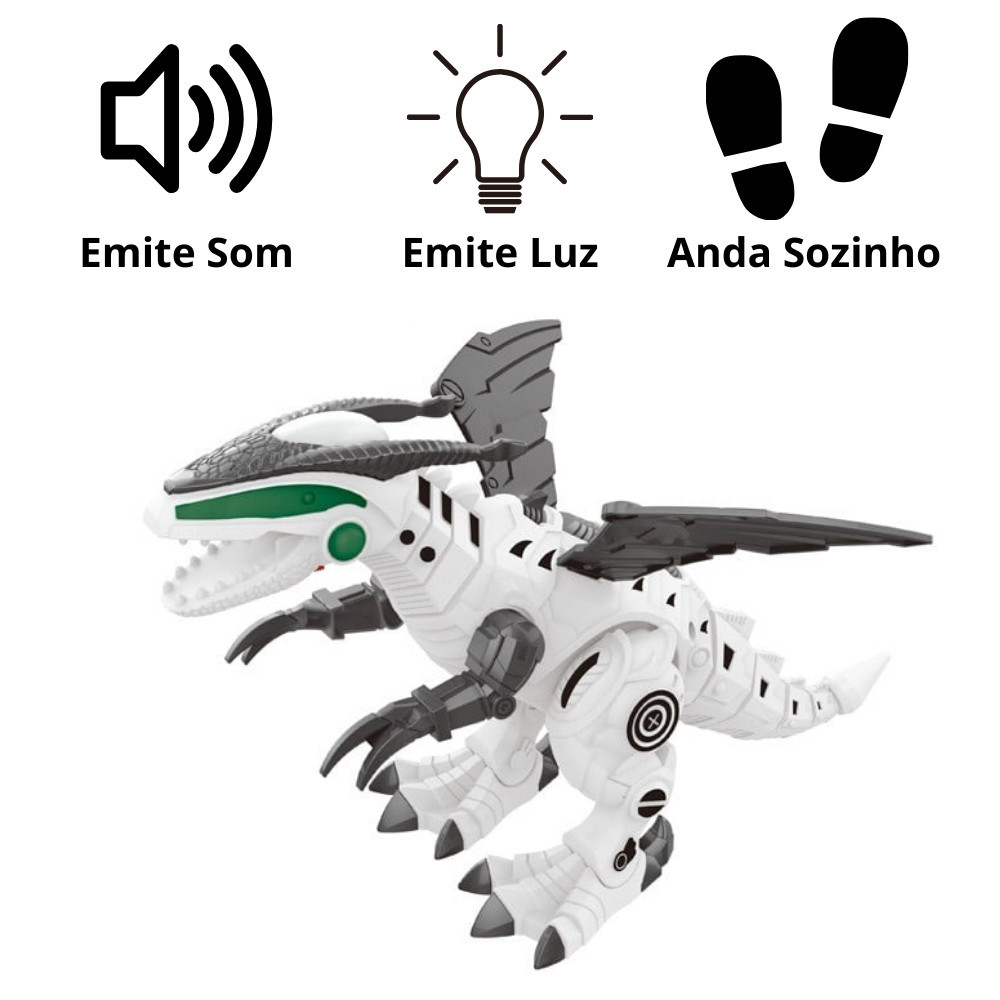 Dragão Robô Infantil Dinossauro com Luz e Som Anda sozinho - Art Brink