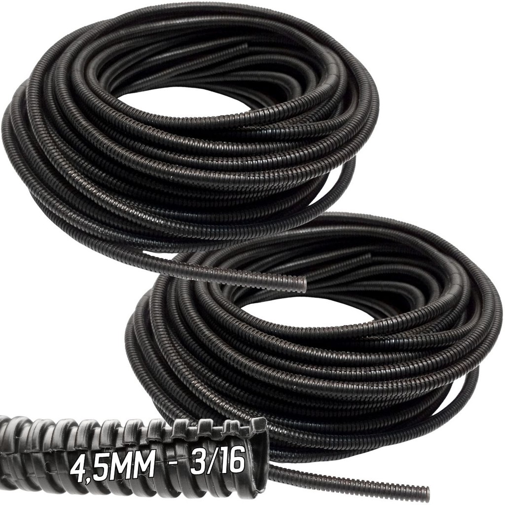ESPAGUETE CORRUGADO CONDUITE TUBO 4,5 MM OU 3/16 DE PP COM CORTE  KIT 40 METROS