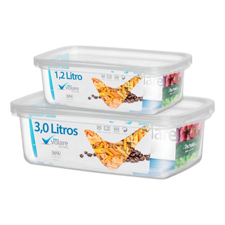 Kit 2 Potes Transparentes Volare 1,2l E 3l Medidas Presídio