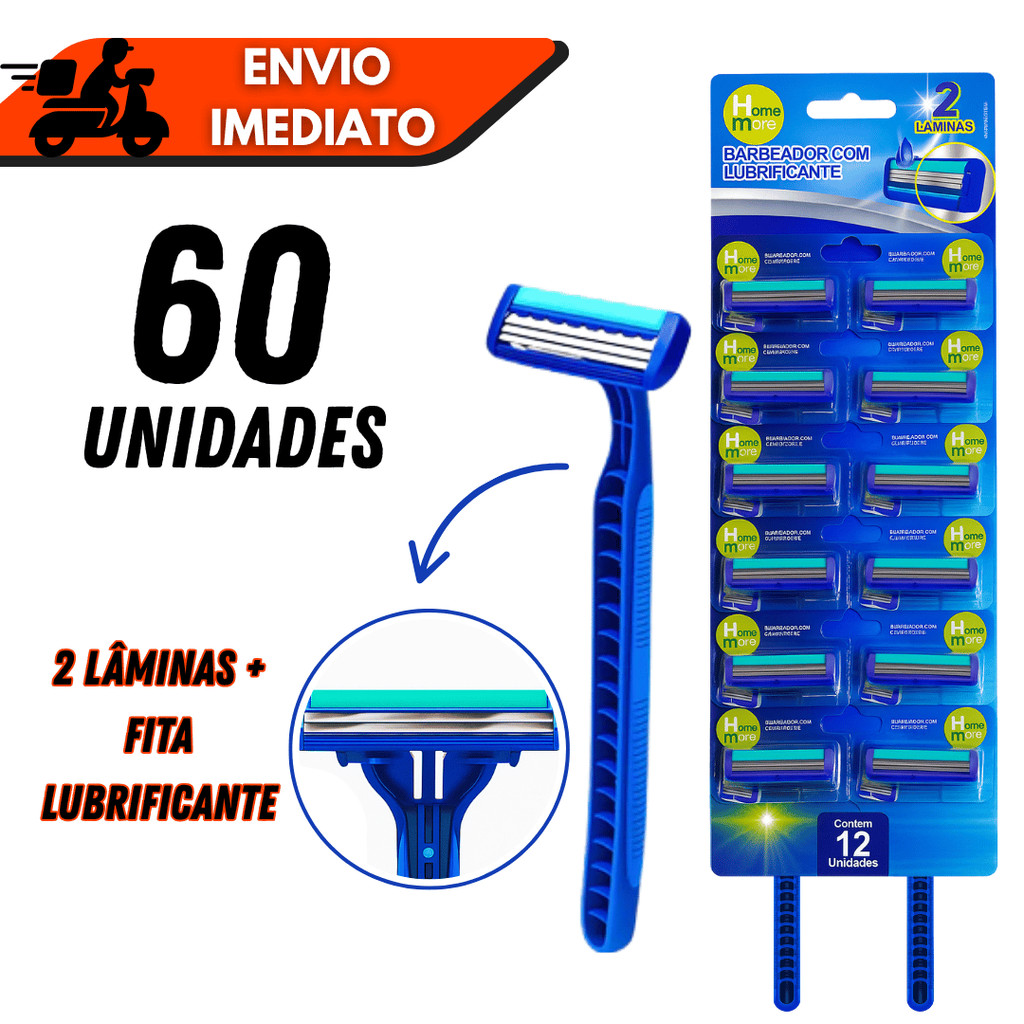 Kit 12/24/36/48/60 Aparelhos de Barbear Prestobarba Resort Premium 2 Lâminas Confortável e Durável