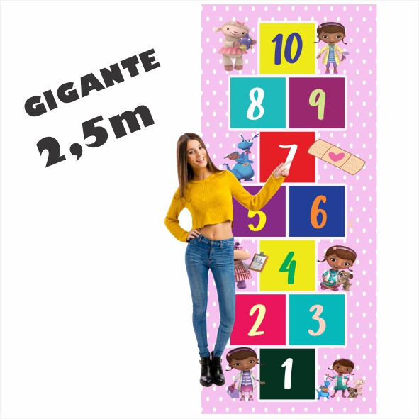 Lindo Tapete Jogo da Amarelinha Infantil Em Lona Dra. Brinquedos, Presente, Menina, Aniversário, Natal Dia das Crianças
