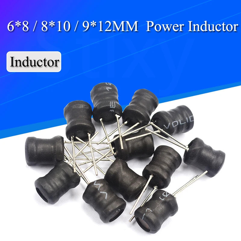 15 Pcs Indutor De Potência DIP 6 * 8mm 6X8mm 2.2UH 4.7UH 10uH 22uH 100uH 330uH 470uH 1MH 2.2MH 4.7MH 10MH Indutância 2 P