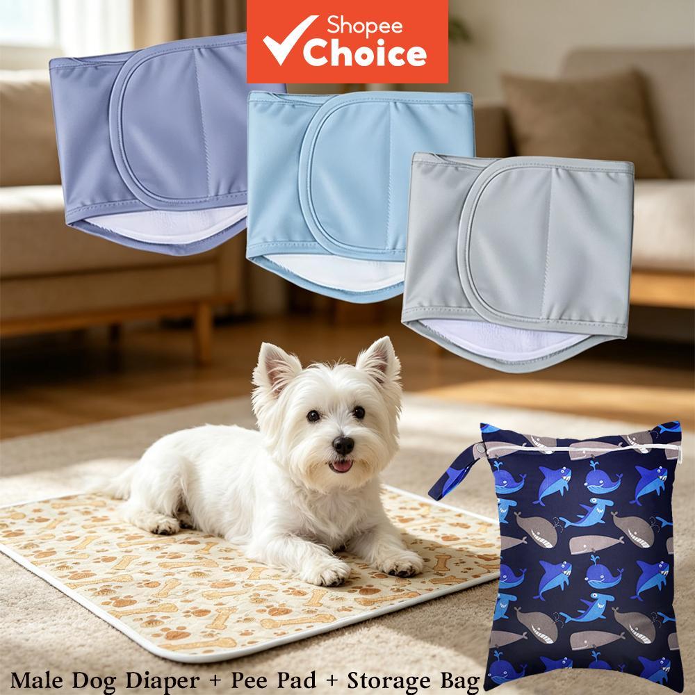 Faixa Abdominal Lavável e À Prova de Vazamentos para Cães Machos, Calça Fisiológica com Velcro Ajustável e Fralda