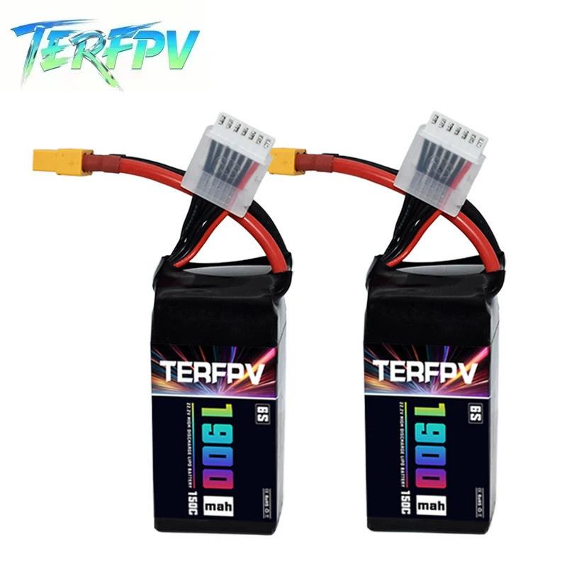 2 Pçs TERFPV 6S 22.2V Lipo Bateria 1900mAh 150C/300C Com XT60 Plug Para FPV Drone Quadcopter Helicóptero Aeronaves RC Pe