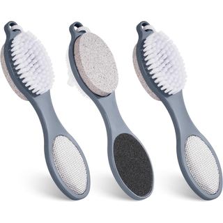 Conjunto de 3 peças de escova para os pés 4 em 1 para uso no chuveiro, equipado com pedra-pomes, lixa para os pés e lixa