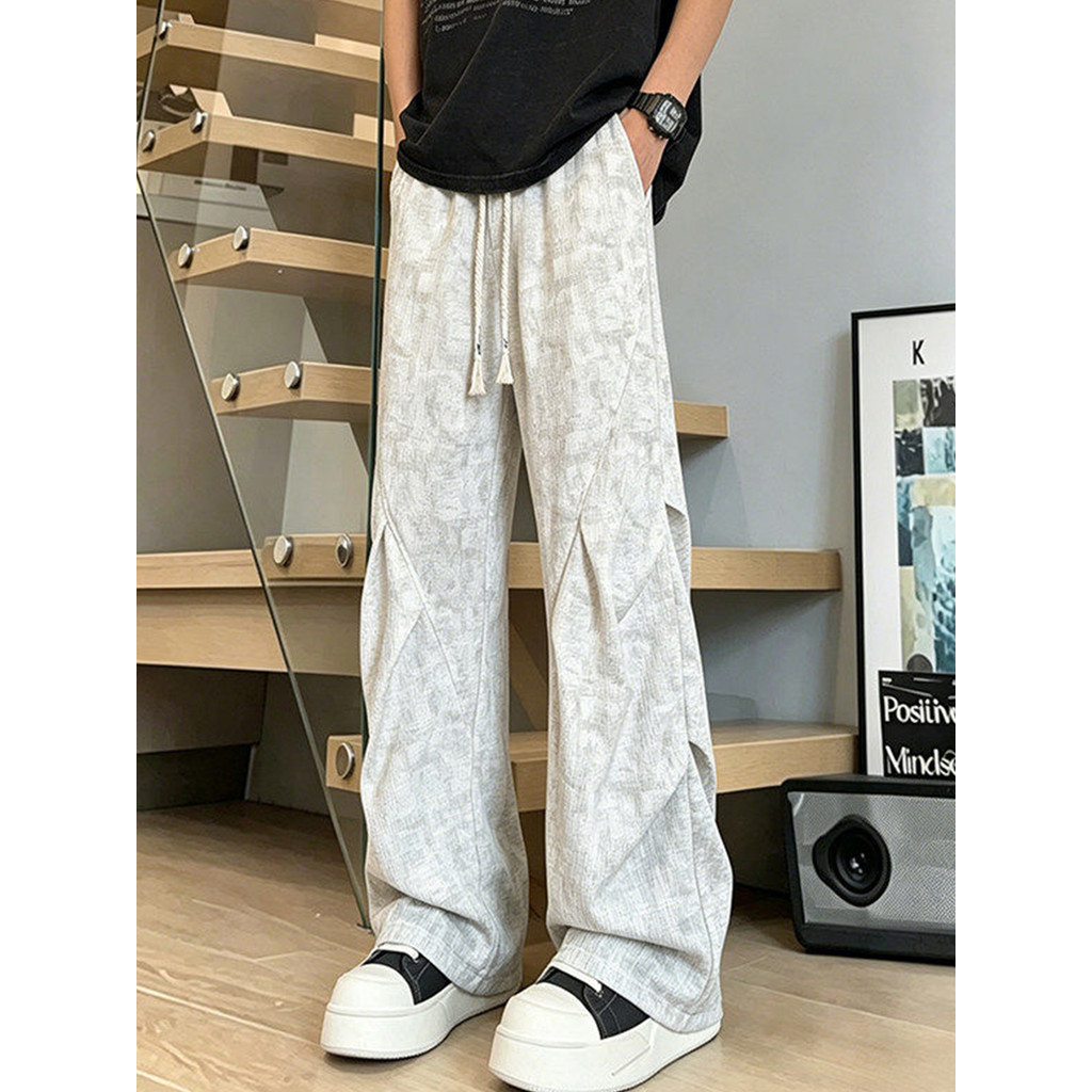 Estilo americano plissado Tie-Dye Drape paraquedista Casual masculino verão Retro Street Wear solto calças retas 2016 no