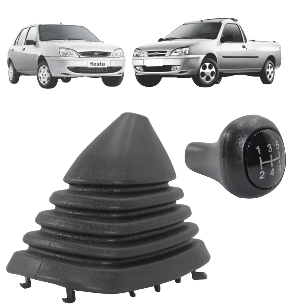 Kit Coifa Cambio Manopla Fiesta Street 2001 02 03 04 05 2006 Preta