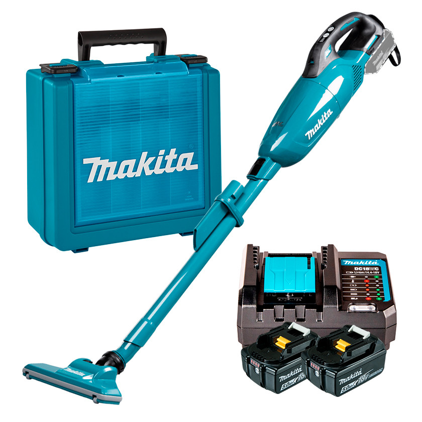 Aspirador de Pó Sem Fio Portátil a Bateria 18V DCL284FZ + Kit Energia 2 Baterias 5Ah + Carregador + Maleta Makita