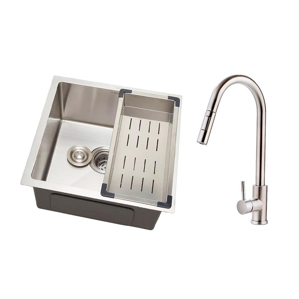 Kit Cuba p/ Cozinha Terena 44 cm e Torneira Misturador Monocomando em Aço Inox Iriri - Prata