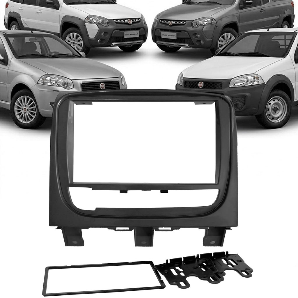 Moldura 2 Din Fiat Strada Palio Weekend Siena 2013 2019 Som Automotivo Multimídia Painel Fiamon