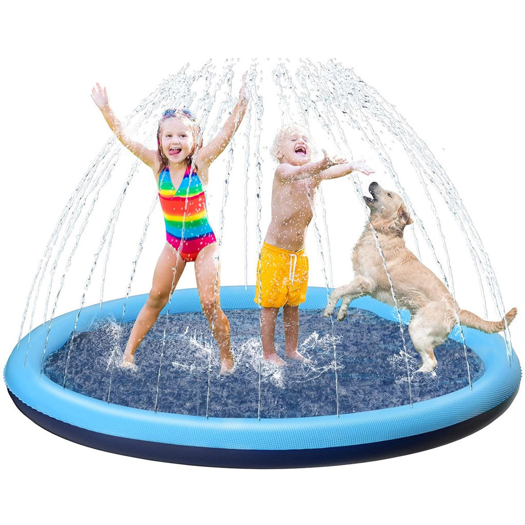 Piscina Chafariz Inflável 170cm Tapete Splash de Água para Crianças e Pets Brinquedo de Verão