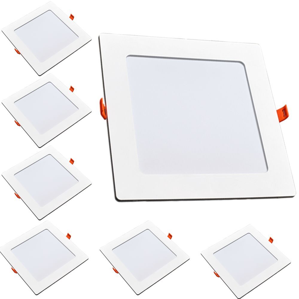 Kit 7 Painéis Plafon Quadrado Embutir 12W Luz Branca 6500K Luminária de Gesso Forro 127v 220v Avant