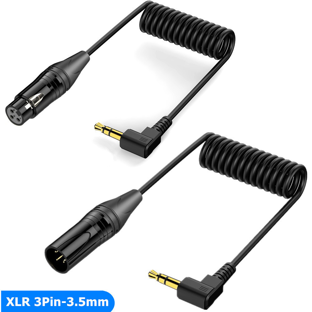 Estéreo TRS 3.5mm Aux Para XLR 3 Pinos Macho/Fêmea Cabo De Áudio Enrolado Com Mola Microfone Smartphone MP3 Player Table