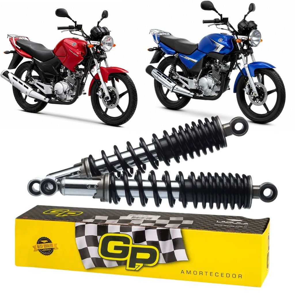 PAR AMORTECEDOR SUSPENSÃO TRASEIRO CROMADO C/ REGULAGEM YAMAHA YBR FACTOR 125 2000-2016