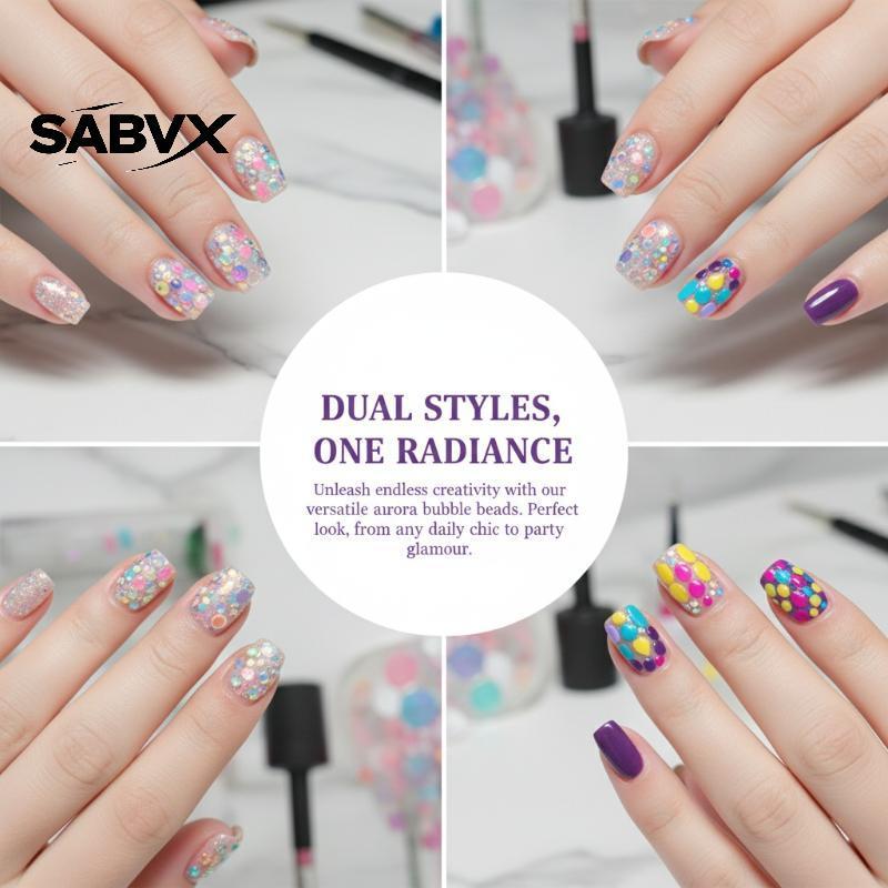 SABVX 1 Caixa Semicircular 3D Bolha Contas Encantos De Unhas Colorido Jóias Da Arte Do Prego Para Profissional DIY Manic