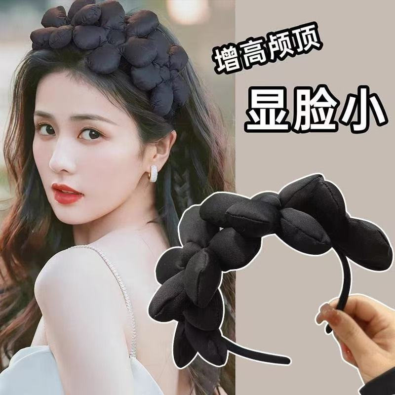 Estilo coreano Dongdaemun moda flor preto esponja bandana influenciador moda hairpin feminino bandana acessórios de cabe