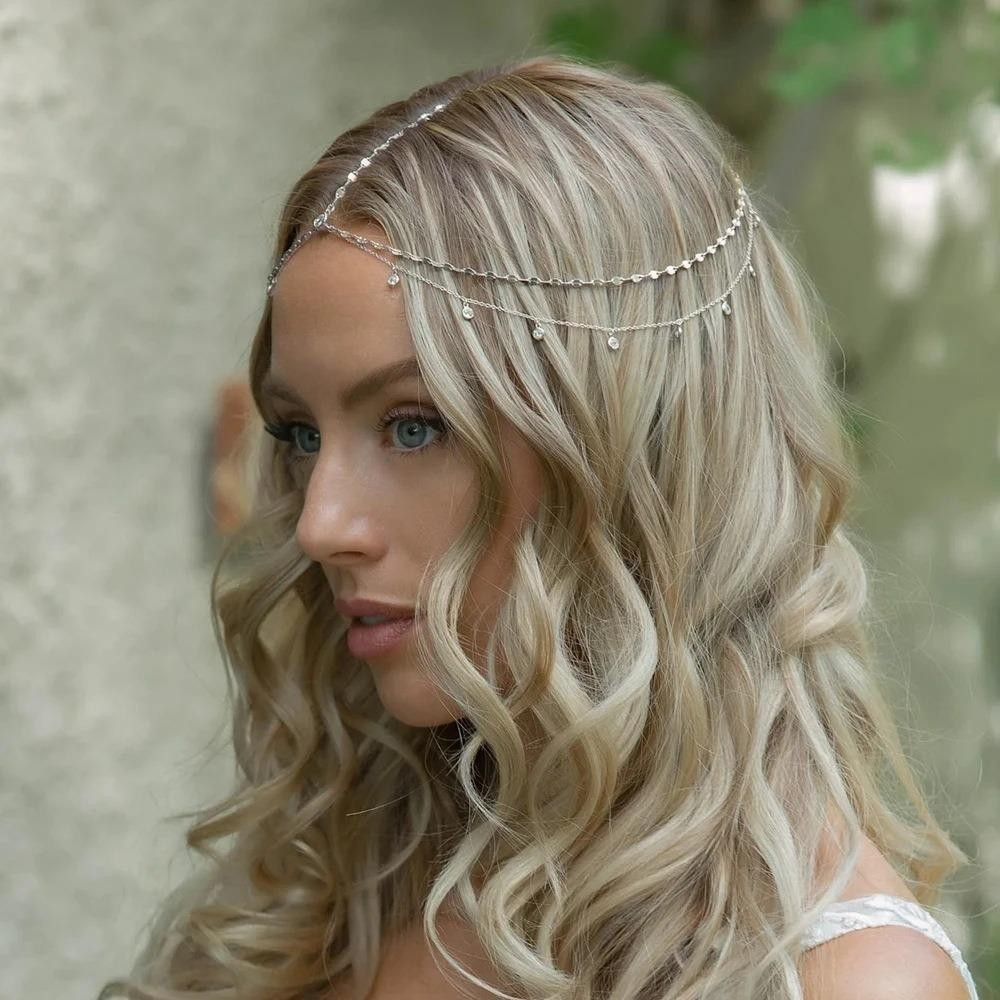 Acessórios de Sobrancelha com Strass , Acessórios de Cabelo Boêmios, Acessórios de Cabeça de Joias Indianas, Corre