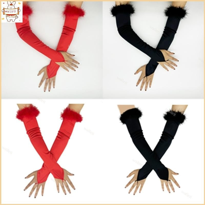 Luvas elegantes de cetim, adequadas para festas temáticas dos anos 20 e eventos noturnos de role-playing.