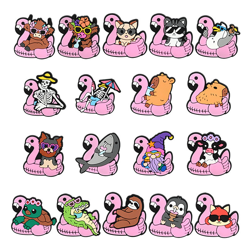  PVC Sapato Encantos Acessórios Flamingo Decoração Animais Fivelas Para Tamanco Sandálias Pino Presentes De Aniversá