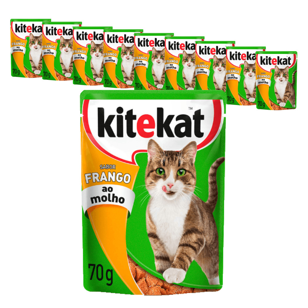 Ração Úmida Sache Kitekat Gatos Adultos Frango - 70g - KIT 10 unids.