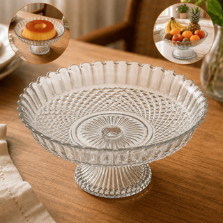 Prato De Vidro Fundo Com Pé Centro De Mesa Aniversário Fruteira De Mesa Decorativo Prato de Bolo
