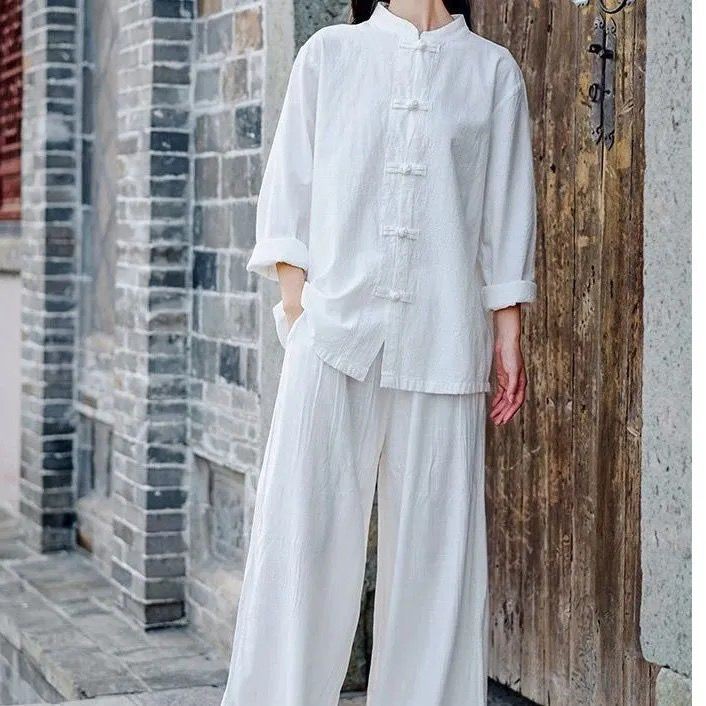 Tai Chi terno terno masculino feminino prática Kung Fu desempenho estilo chinês calças de artes marciais algodão#太极服套装男女