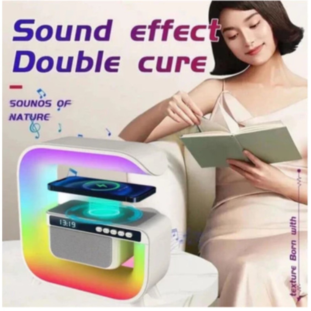 Caxinha de Som G -Speaker COR BRANCA Com Relógio Luminária Bluetooth Inteligente Carregador Sem Fio Led Luz Rgb COM RELÓ em Oferta na Shopee