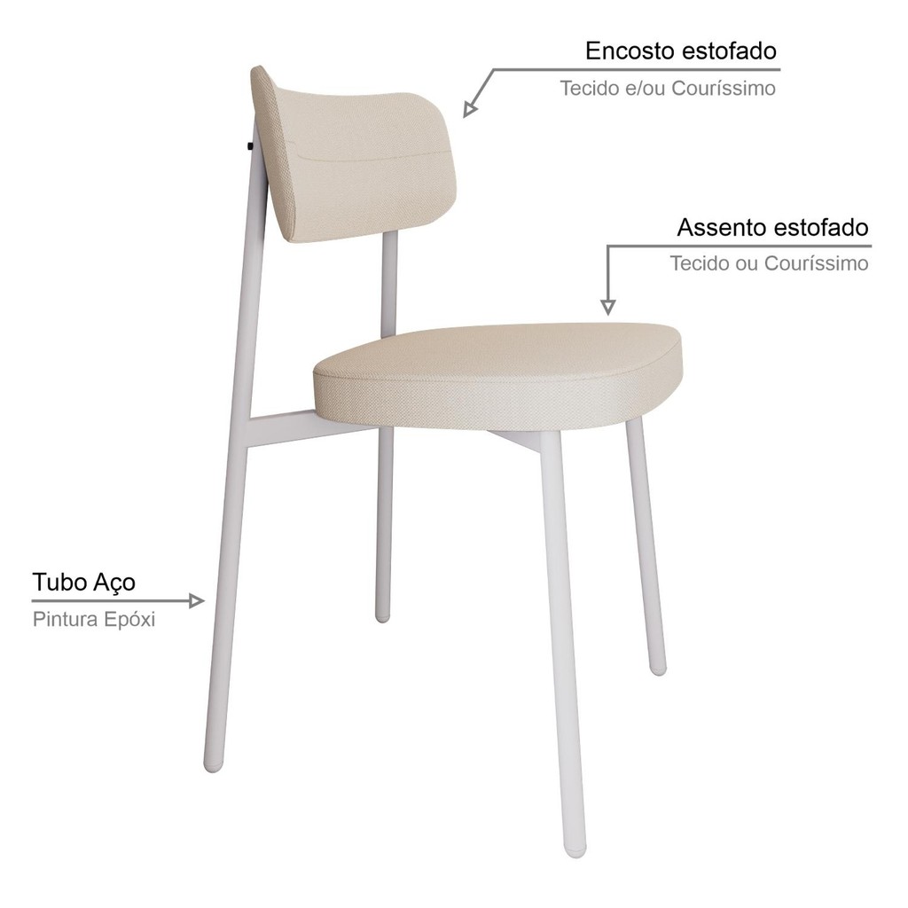 Cadeira Alloa fixa C/4 Pés 50 X 44,7 X 83,8 cm C/1 Un. Pés Brancos · foto 2
